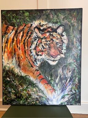 Huge Original Oil Painting Tiger 20” X 24”